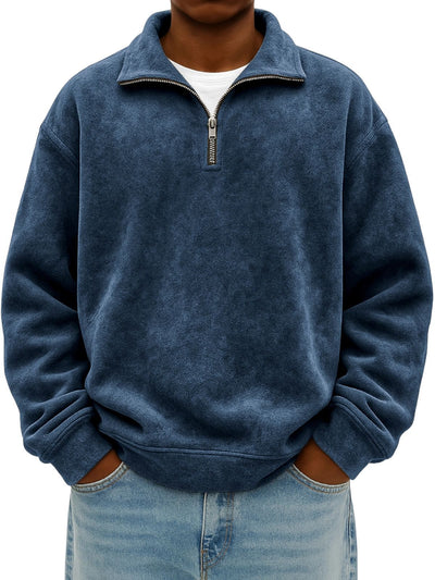 Sudadera Oversized Vintage con Cierre de Medio Cuello para Hombre - Image 9