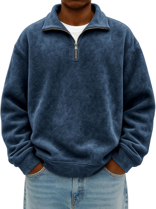 Sudadera Oversized Vintage con Cierre de Medio Cuello para Hombre - Image 9