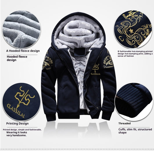 Conjunto Deportivo Dos Piezas Grueso Abrigo Polar para Hombre Talla Grande - Image 17