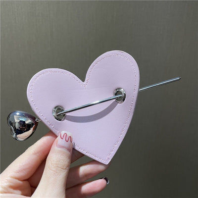 Pasador de Cabello de Cuero con Lentejuelas y Corazón Brillante - Image 5