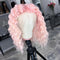 Peluca Rizada Corta con Encaje Frontal - Cabello Sintético Multicolor