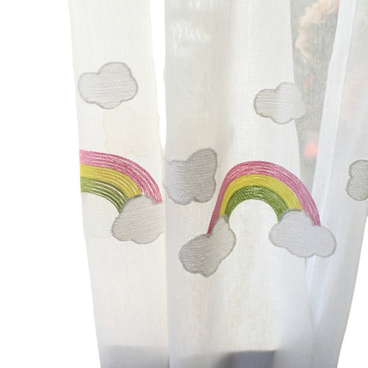 Cortinas de Malla Bordada para Balcón con Diseño de Nubes Arcoíris - Image 3