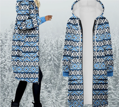 Gabardina Larga Estampada con Capucha para Mujer - Image 10