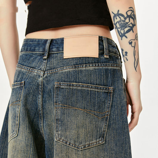 Pantalones Vaqueros Cropped Rectos Efecto Vintage Desgastado - Image 3