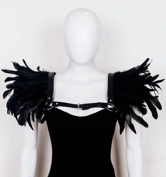 Hombreras de Cuero Punk Gothic con Plumas - Estilo Europeo y Americano - Image 8