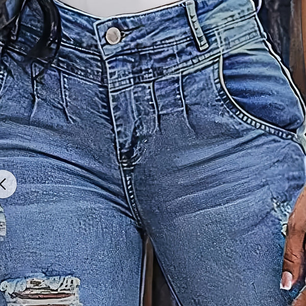Shorts de Mezclilla Rotos Talla Grande con Máximo Estiramiento