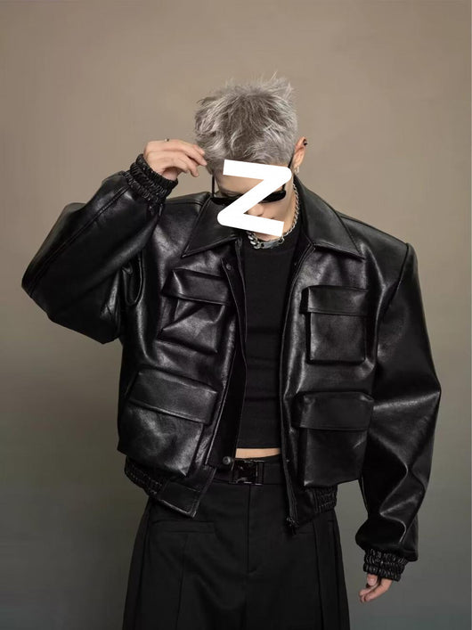 Chaqueta de Cuero Estilo Coreano con Diseño de Corte Moderno - Image 9