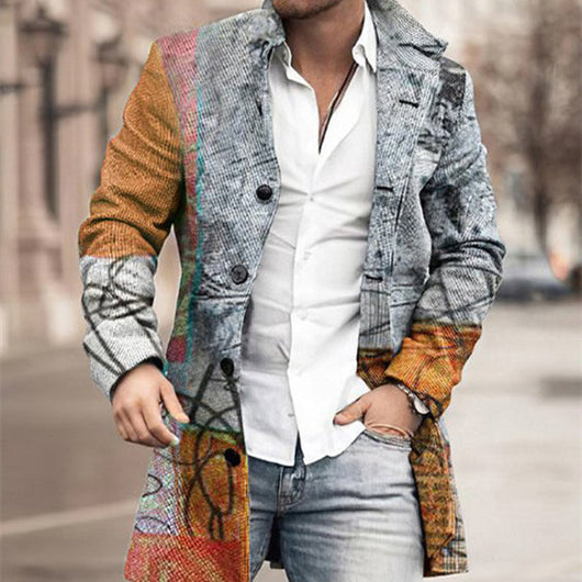 Abrigo Casual de Lana para Hombre con Cuello Alto y Bolsillos
