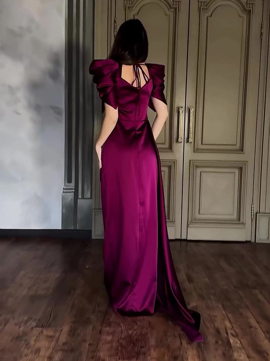 Vestido Maxi Elegante con Mangas Abullonadas y Abertura - Image 3