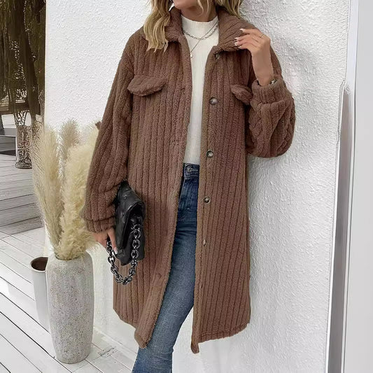 Abrigo de Lana para Mujer con Solapa Suave y Mangas Largas - Image 2