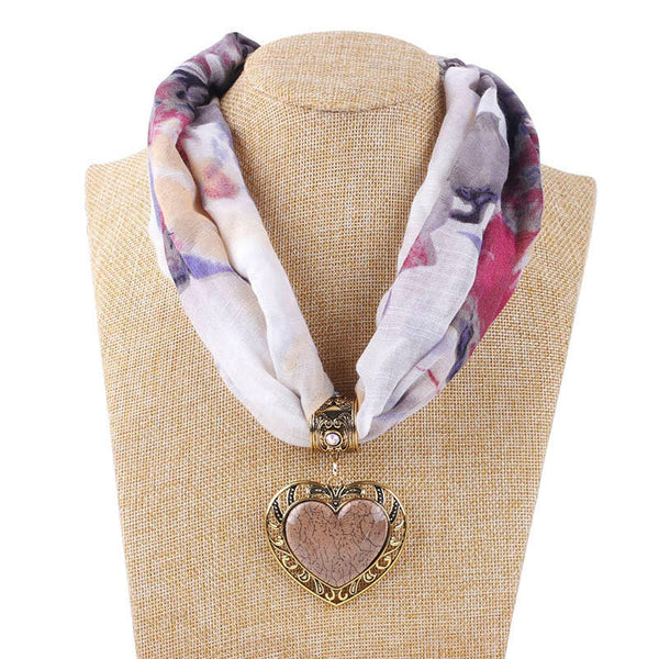 Collar Bufanda Étnico Corazón de Durazno para Mujer