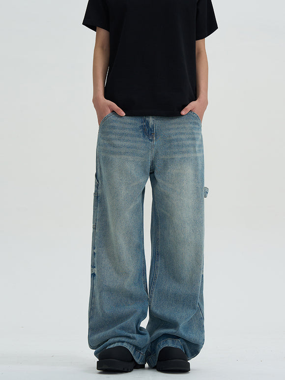 Jeans Lavados Rectos Oversize de Pierna Ancha