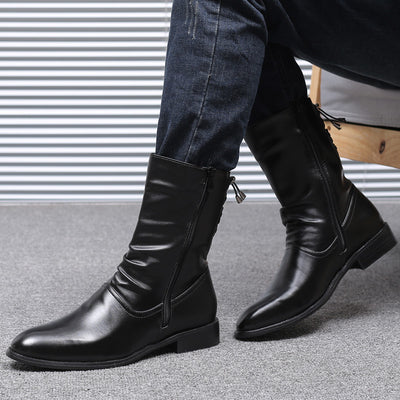 Botas Altas de Cuero para Hombre Estilo Británico-Coreano - Image 3