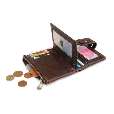 Billetera Retro Chocolate Doble Cierre Antimagnética - Image 3