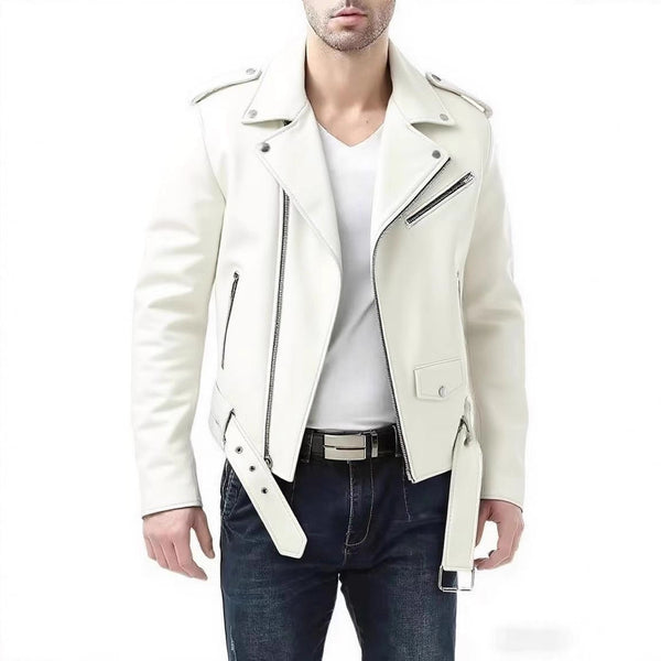 Chaqueta de Cuero PU Slim Fit para Hombre con Cierre de Cremallera