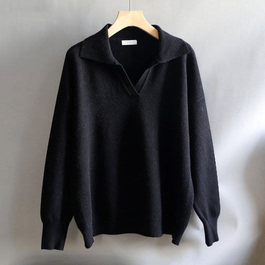 Suéter Oversize de Cuello Polo Grueso para Otoño Invierno - Image 6