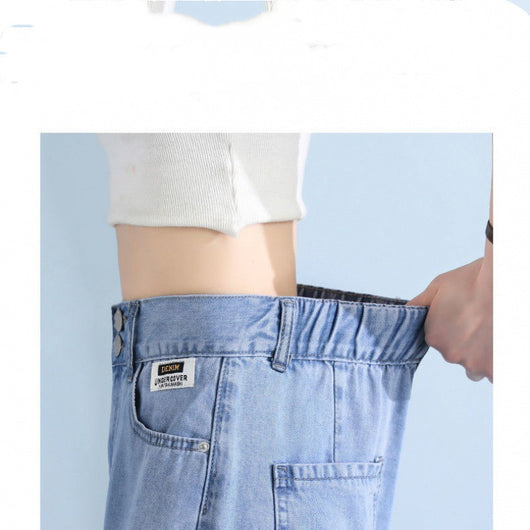 Pantalón Harem Cintura Alta Recto Nueve Puntos Seda Helada para Mujer - Image 5