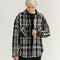 Unisex Black and White Plaid Wool Shirt Jacket