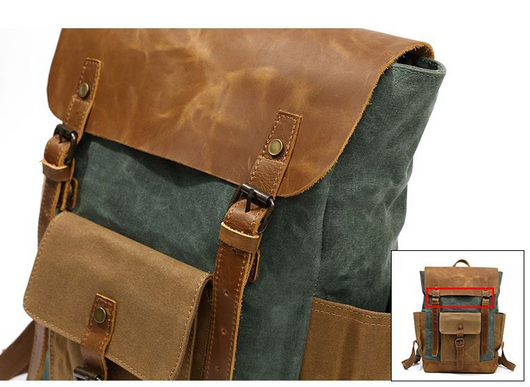 Mochila de Viaje Cuero Crazy Horse Lona para Hombre - Image 10