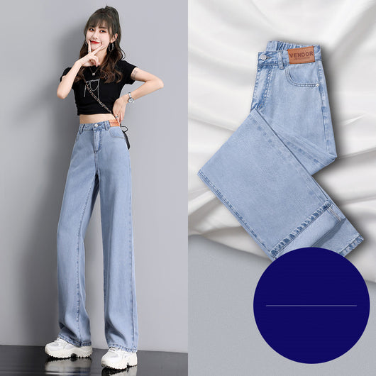 Pantalones Rectos Talle Alto Mujer Verano Tencel Pierna Ancha Seda Helada - Image 11