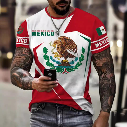 Playera Holgada Águila y Serpiente Cuello Redondo para Hombre - Image 2