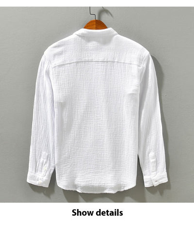 Camisa Manga Larga Algodón Puro Color Sólido para Hombre - Image 14