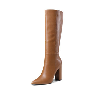 Botas Altas de Tacón Grueso Punta Afilada para Otoño e Invierno - Image 22