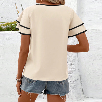 Blusa Doble Capa de Manga Corta para Mujer - Estilo Europeo y Americano - Image 3