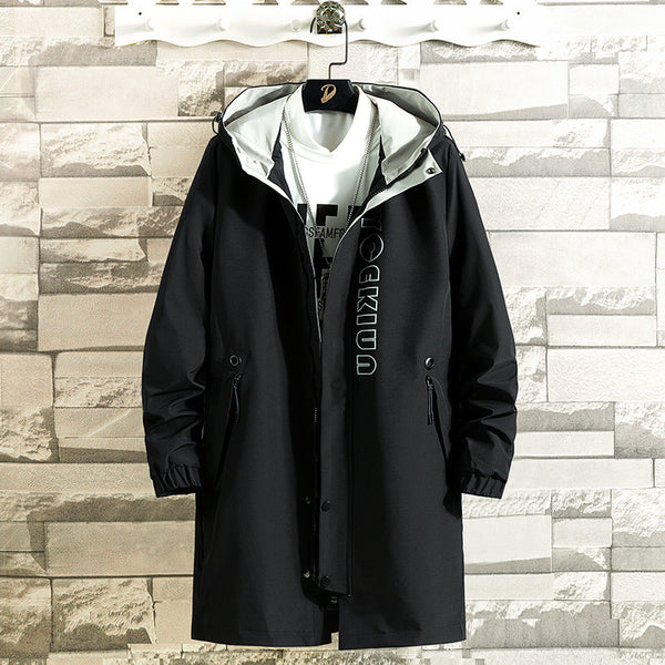 Chaqueta Cortavientos Casual Suelta de Largo Medio para Hombre