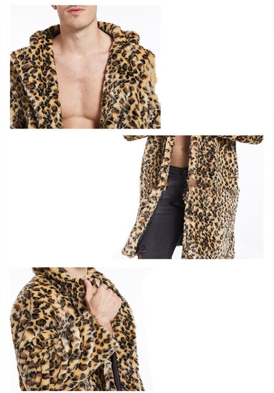 Saco Estampado Leopardo con Solapa Grande para Hombre - Image 8