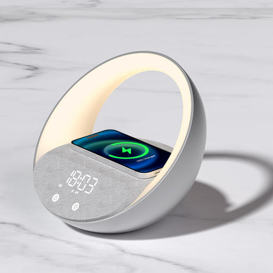 Cargador Inalámbrico Multifunción con Reloj, Luz Despertador y Parlante Bluetooth - Image 2