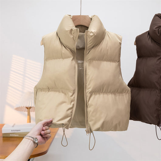 Chaleco Acolchado de Plumón para Mujer con Cuello Alto Grueso y Cálido - Image 17