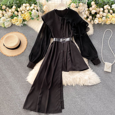 Camisa de Solapa Temperamento con Volantes y Dobladillo Irregular - Image 11