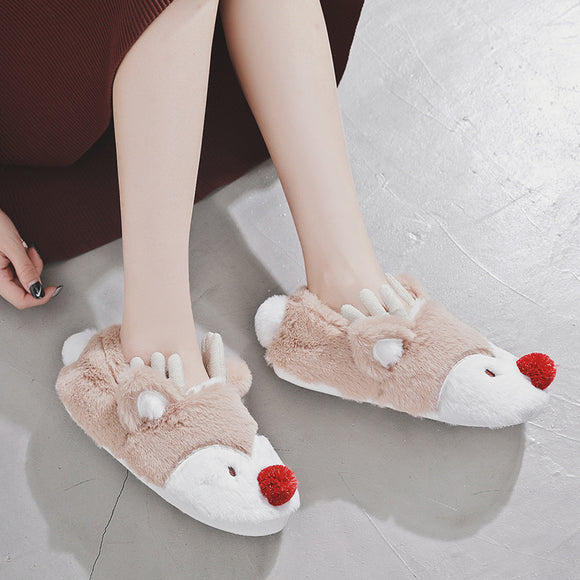 Set Navideño: Bolsa de Peluche Cervatillo Adorable + Pantuflas para Mujer