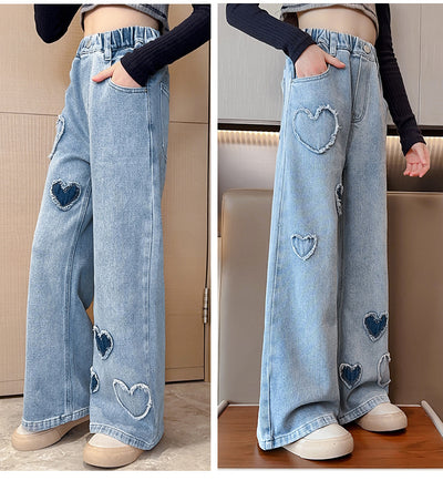 Pantalones Denim Anchos con Borde Crudo para Niñas - Image 7