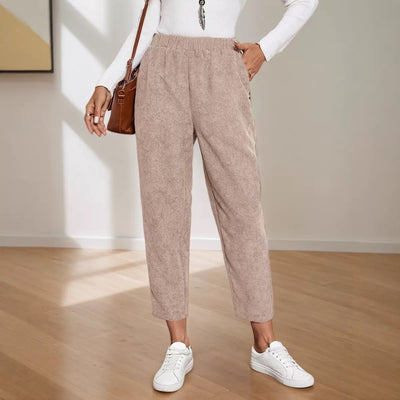 Pantalones Rectos de Cintura Alta con Bolsillos en Pana - Image 6