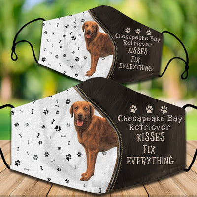 Two cotton face masks with a French Bulldog puppy peeking out, paw prints, and "French Bulldog Kisses Fix Everything" text. - Image 11