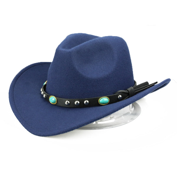 Sombrero Jazz Unisex Otoño Invierno con Ribete Remachado