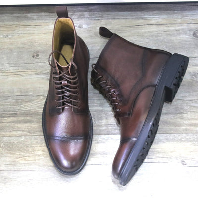 Botas Formales de Cuero Negro con Punta Redonda para Hombre - Image 10