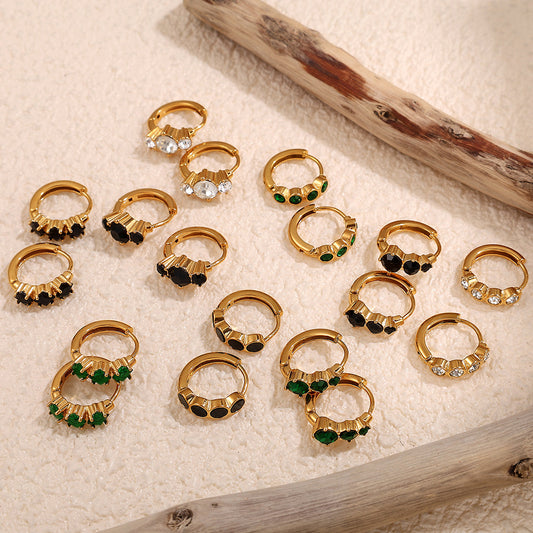 Aretes de Acero Inoxidable con Cristales Brillantes - Elegancia Refinada