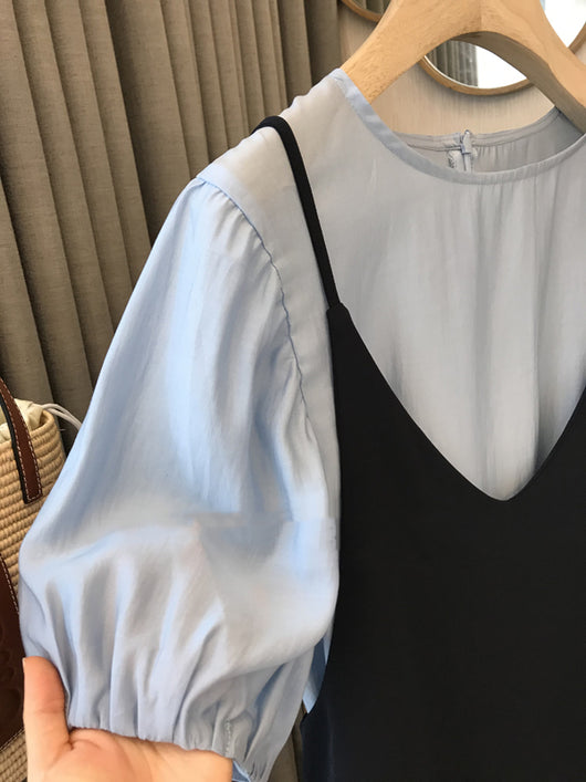 Conjunto de 2 Piezas: Blusa Tencel y Vestido Maxi con Tirante Francés - Image 2