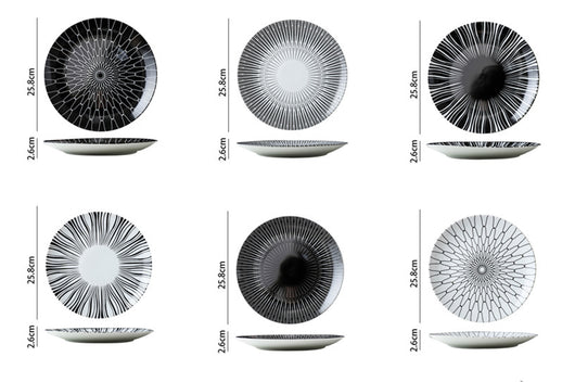 Plato para Bife Estilo Occidental con Diseño Geométrico Blanco y Negro - Image 8