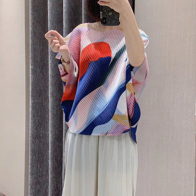 Blusa Corta de Gasa Plisada Irregular para Mujer - Image 16