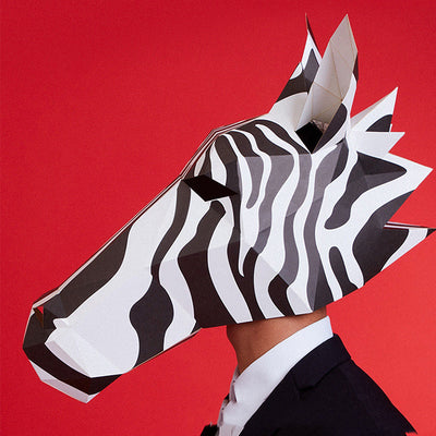 Tocado de Caballo Origami Blanco y Negro – Disfraz Animal Geométrico - Image 5