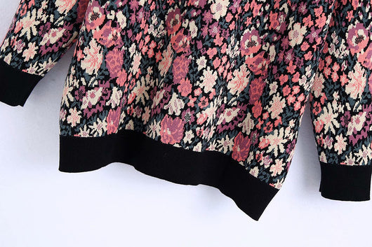 Cardigan de Punto Jacquard Floral con Personalidad para Mujer - Image 12