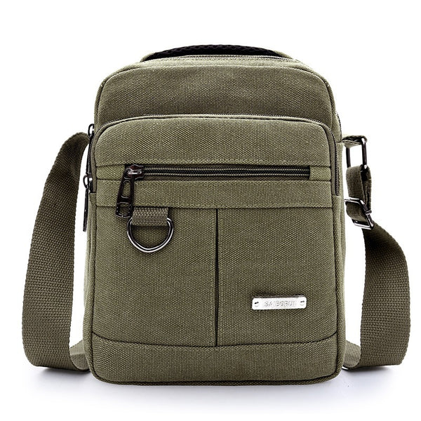 Bolsa Mensajero de Lona Multisección con Bandolera Única para Hombre - Image 8