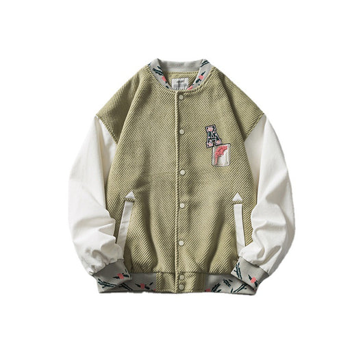 Chaqueta de Contraste con Bordado para Parejas Estudiantes - Image 18