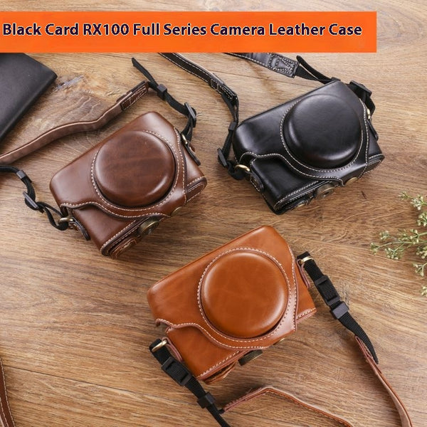 Funda Protectora de Cuero para Cámara y Tarjetas de Memoria