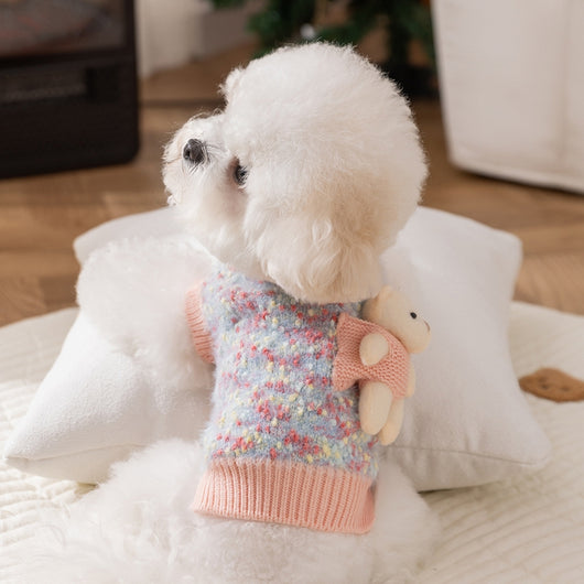 Suéter de Invierno para Mascotas con Diseño de Osito Floral en Relieve - Image 8