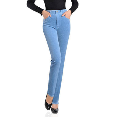 Pantalones Rectos de Pana Elásticos para Mujer - Image 9
